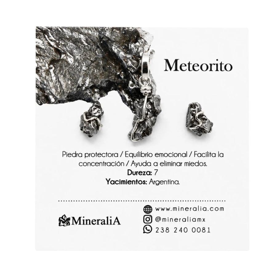 SET DIJE Y ARETES DE METEORITO EN PLATA .925