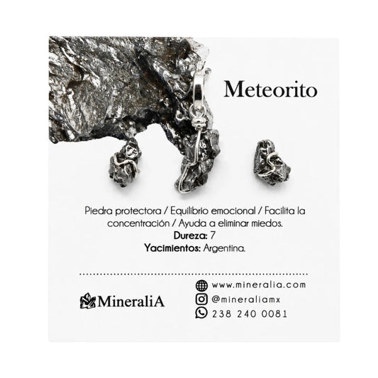SET DIJE Y ARETES DE METEORITO EN PLATA .925