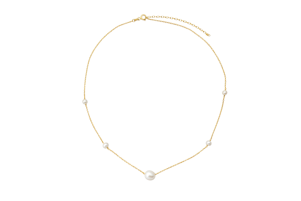 Collar de Plata .925 con Perlas en Baño Dorado - collar con dije