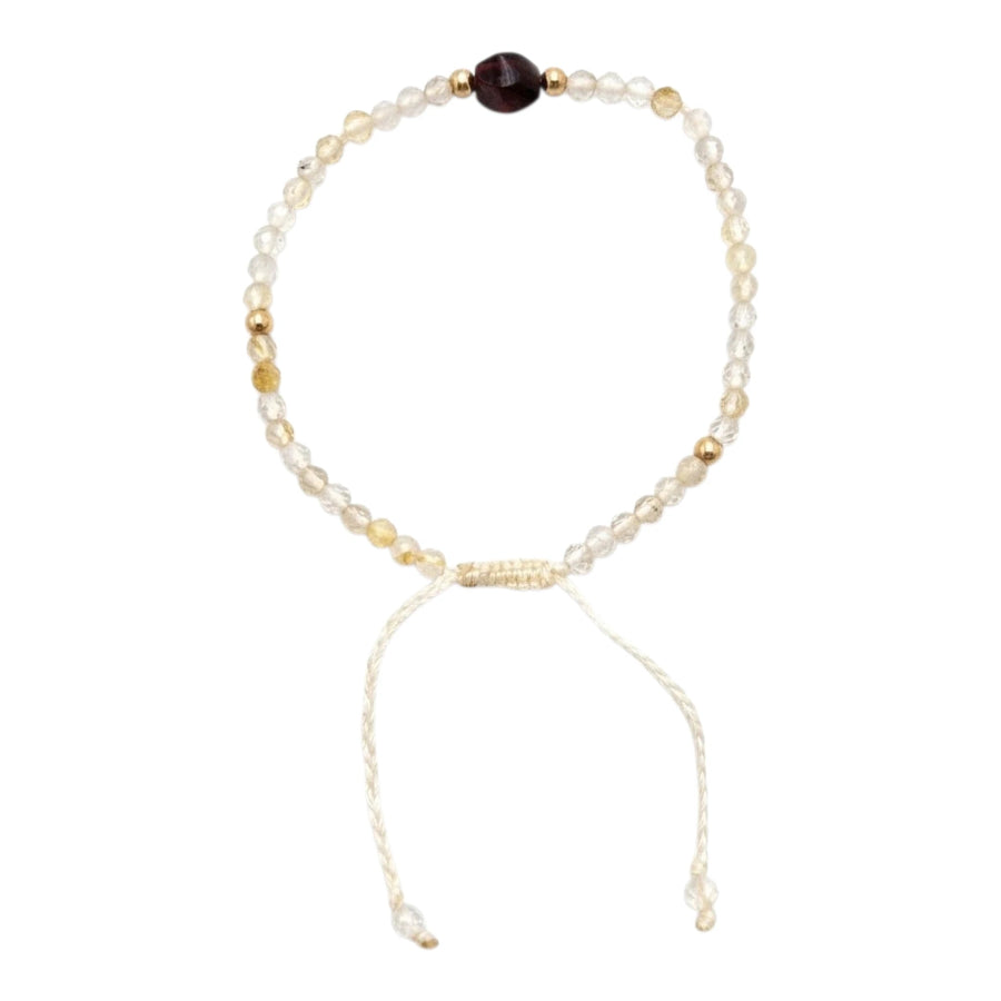 PULSERA CUARZO RUTILADO CENTRO ÁMBAR