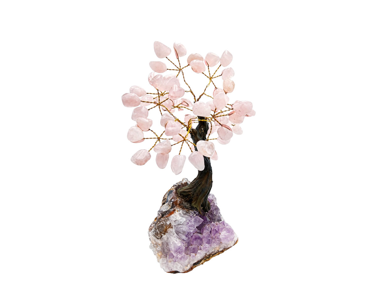 Árbol Bonsái de Cuarzo Rosa de - vista lateral