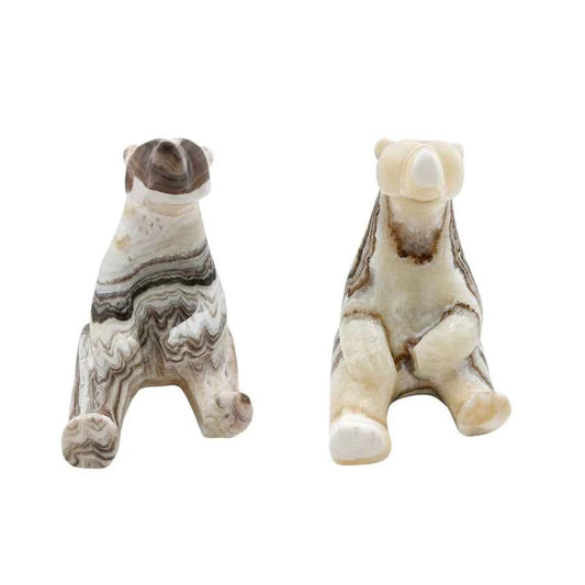FIGURA OSO SENTADO DE ÓNIX CEBRA PULIDO