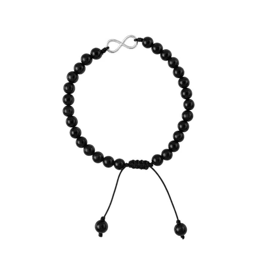 PULSERA OBSIDIANA CON SIMBOLO INFINITO