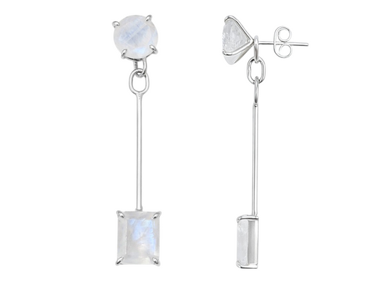 ARETE PAR PLATA.925 PIEDRA LUNA