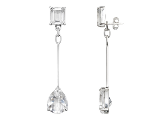ARETE PAR PLATA.925 CUARZO BLANCO