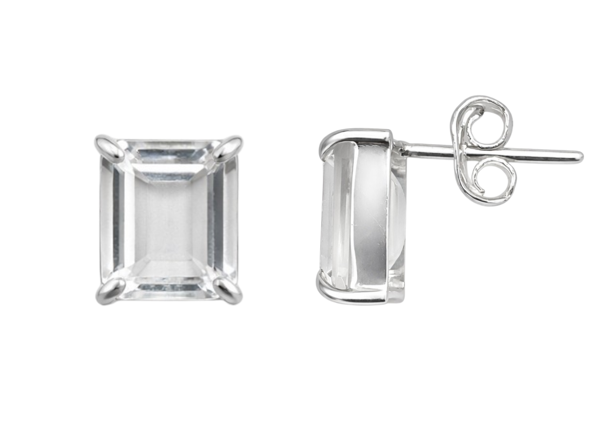 ARETE PAR PLATA.925 CUARZO BLANCO