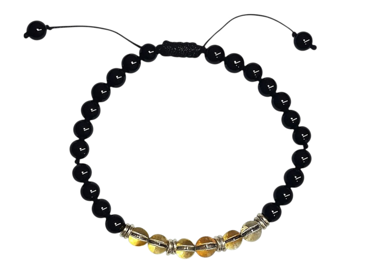 PULSERA ESFERAS ÁGATA CENTRO CITRINO