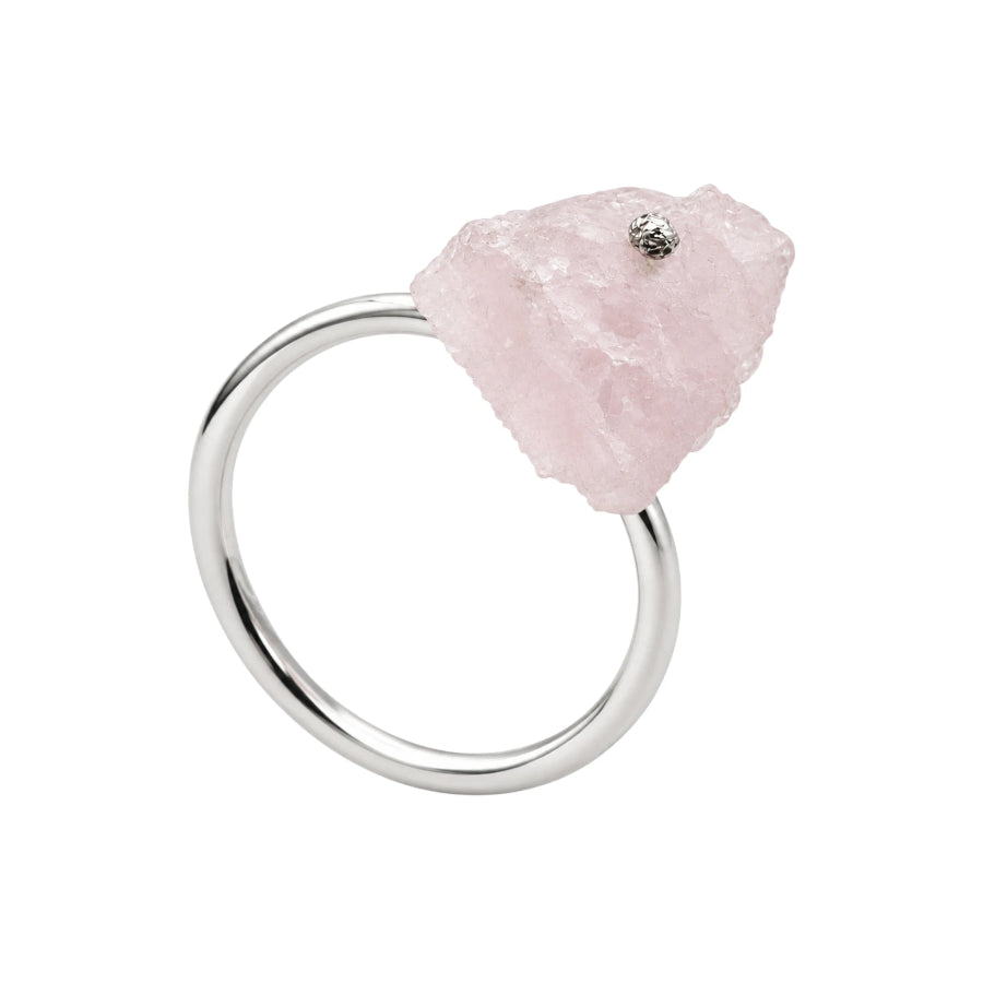 ANILLO DE PLATA .925 CENTRO MOVIBLE DE CUARZO ROSA