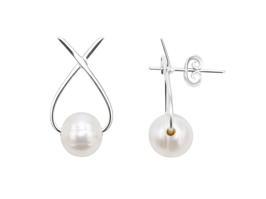 ARETE PAR PERLA BLANCA