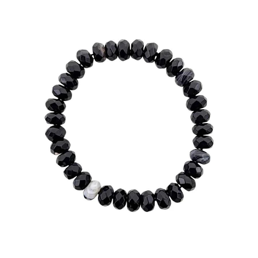 PULSERA ÁGATA NEGRA FACETADA