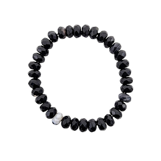 PULSERA ÁGATA NEGRA FACETADA