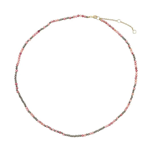 COLLAR ESFERA RODONITA-PIRITA FACETADA