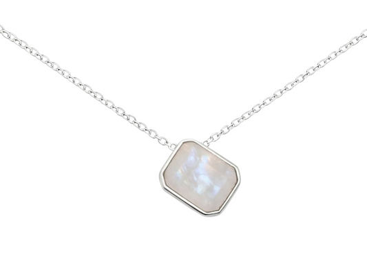 COLLAR DE PLATA.925 CENTRO PIEDRA LUNA