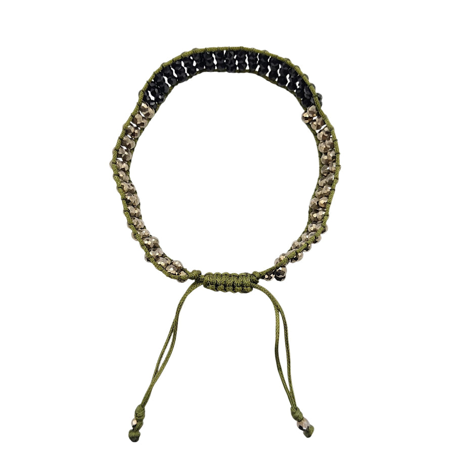 PULSERA TEJIDA DE PIRITA -ESPINELA