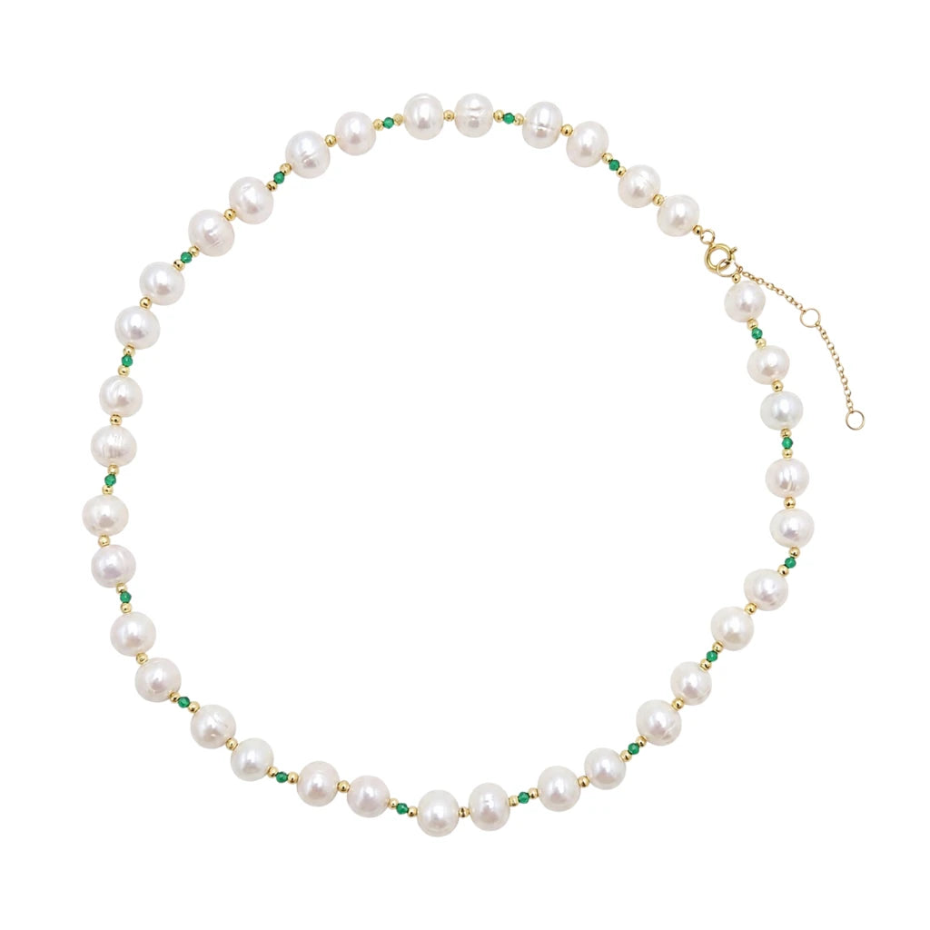 COLLAR DE PERLAS Y ÓNIX VERDE