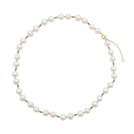 Collar de Perlas y Ónix Verde - collar con dije