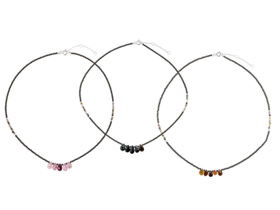 COLLAR PIEDRA LUNA NEGRA CON TURMALINA SANDIA