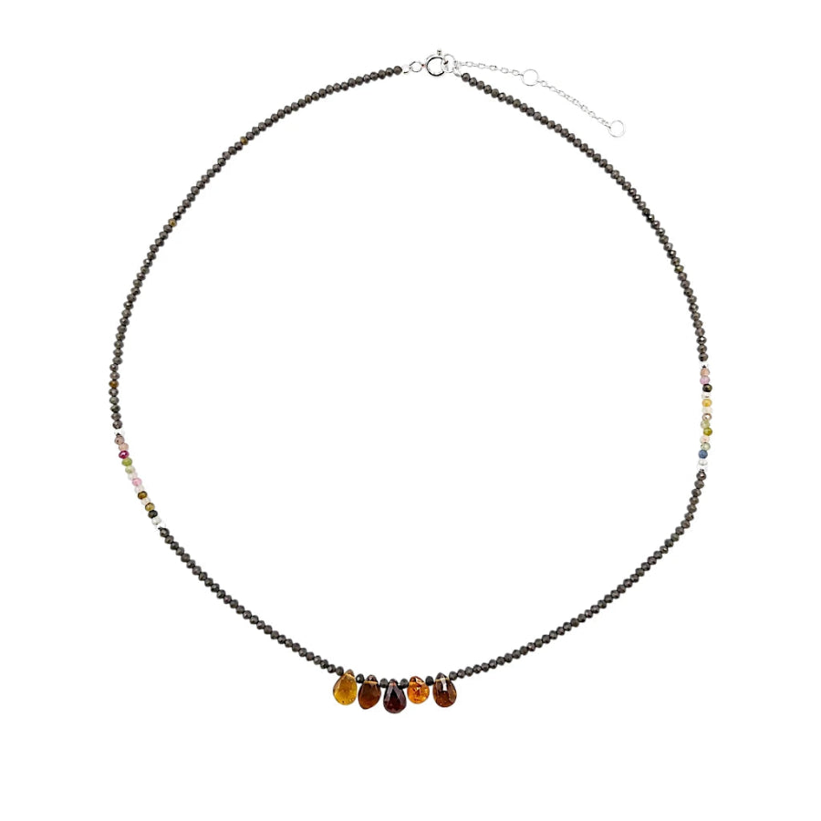 COLLAR PIEDRA LUNA NEGRA CON TURMALINA SANDIA