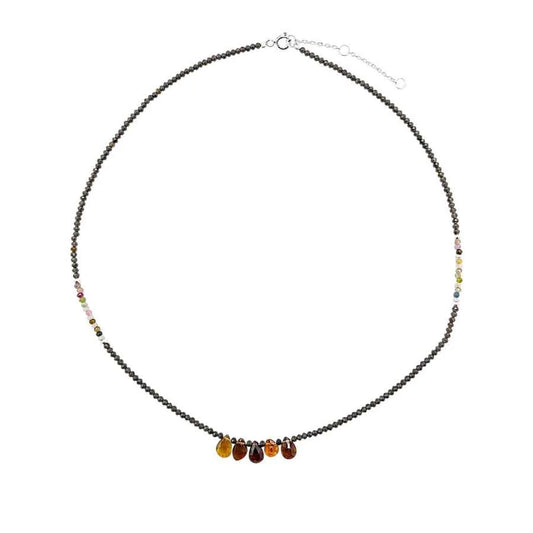 COLLAR PIEDRA LUNA NEGRA CON TURMALINA SANDIA