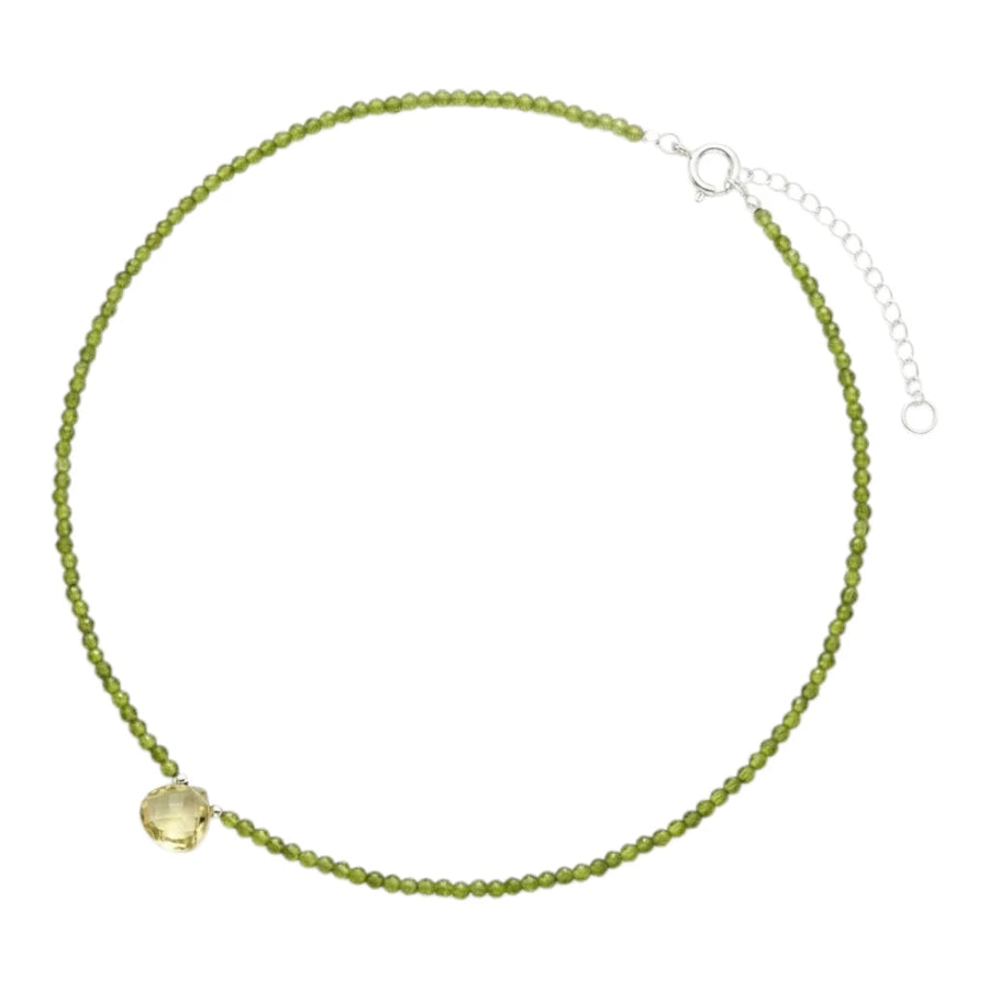 COLLAR CORTO DE PERIDOTO FACETADO PLATA .925