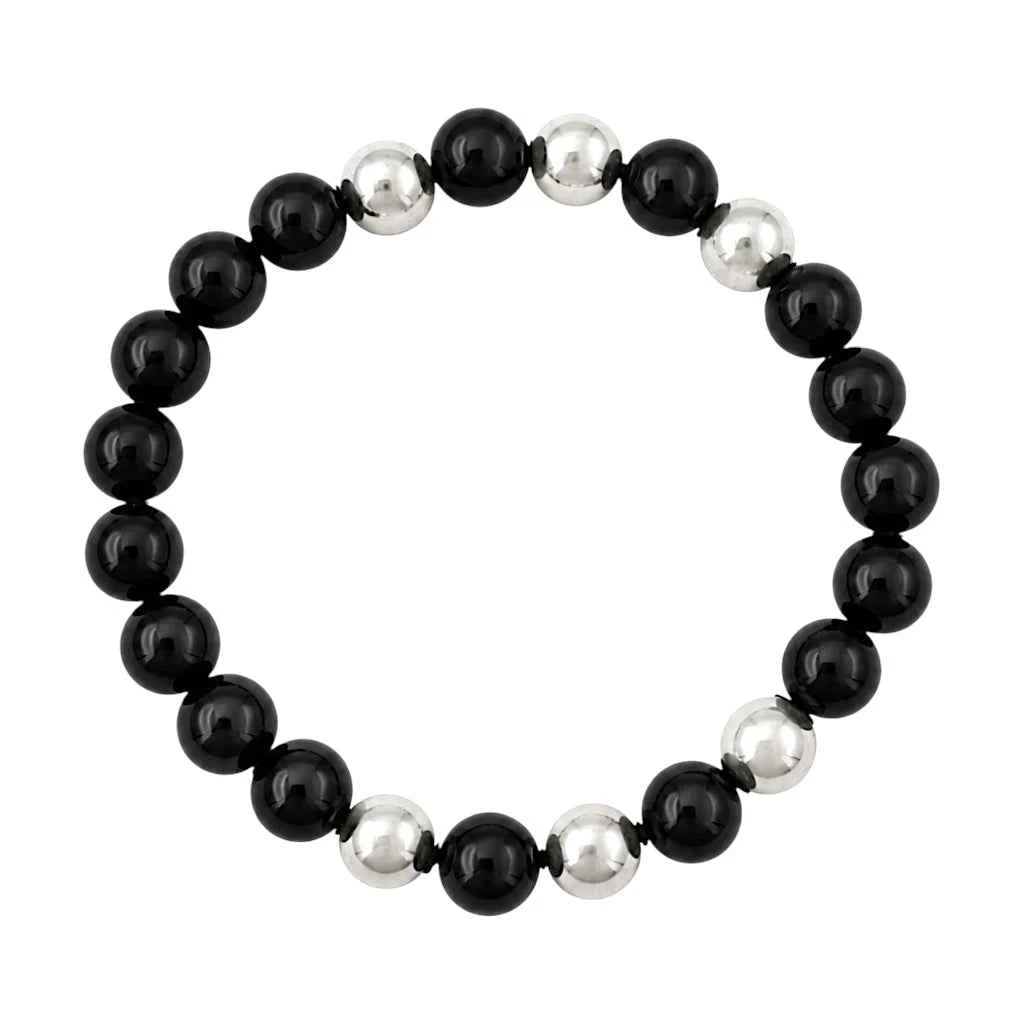 PULSERA ESFERAS DE ÁGATA NEGRA