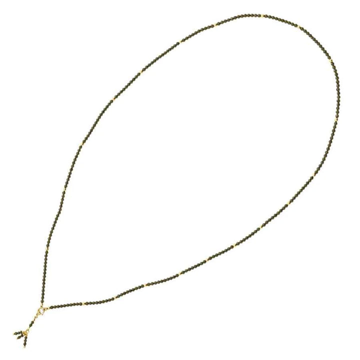 COLLAR-PULSERA ESFERAS DE OBSIDIANA VERDE