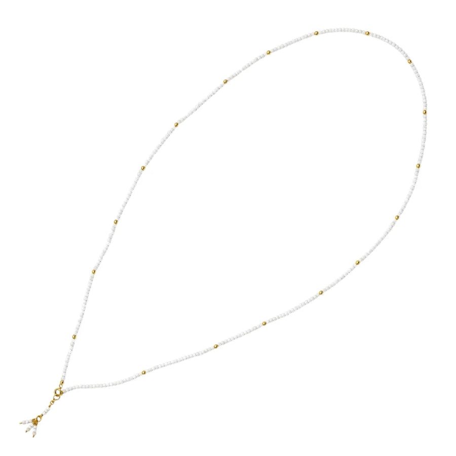 COLLAR-PULSERA ESFERAS DE PIEDRA LUNA