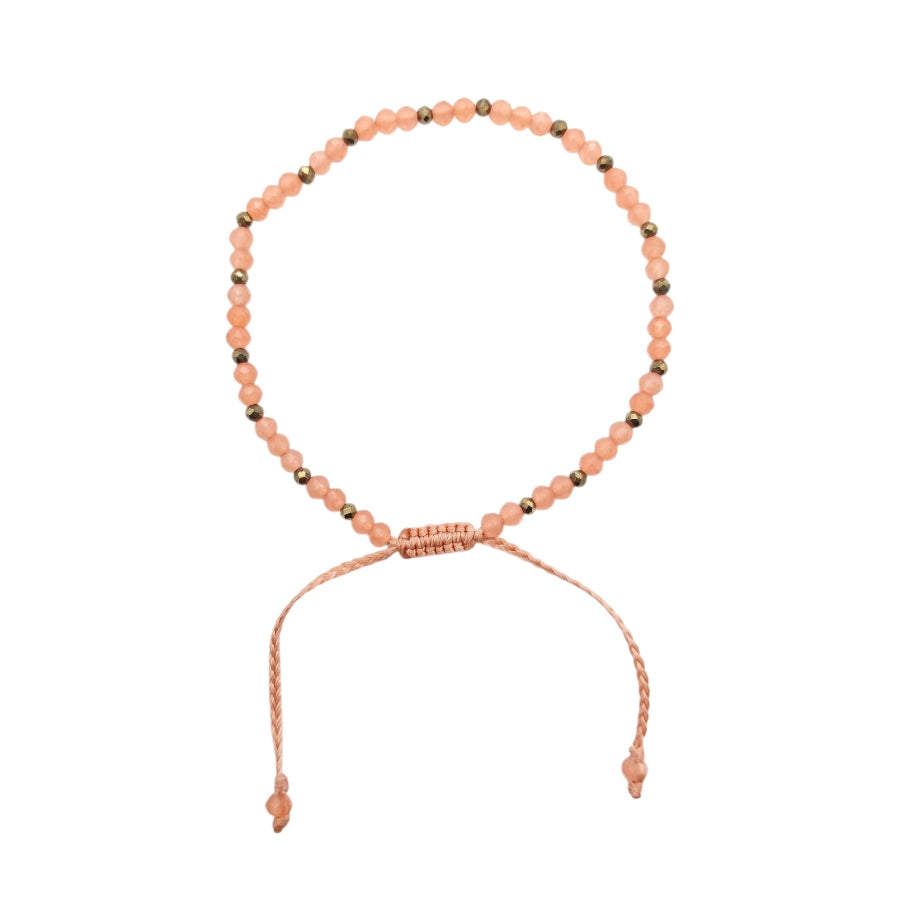 PULSERA ESFERAS ÓNIX NARANJA - PIRITA