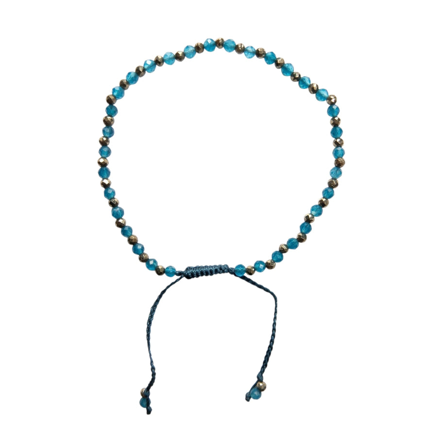 PULSERA ESFERAS ÓNIX AZUL - PIRITA