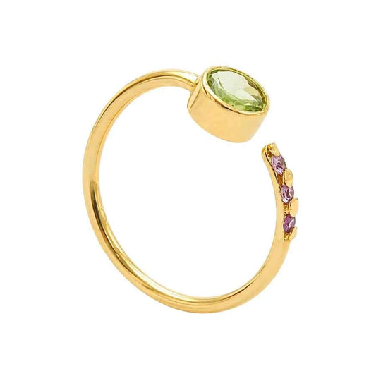 ANILLO ABIERTO PLATA.925 CENTRO PERIDOTO