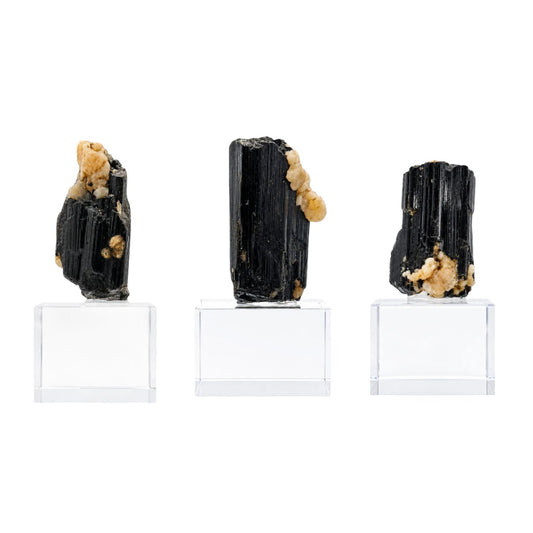 Espécimen de Turmalina Negra de Colección con Base de Acrílico