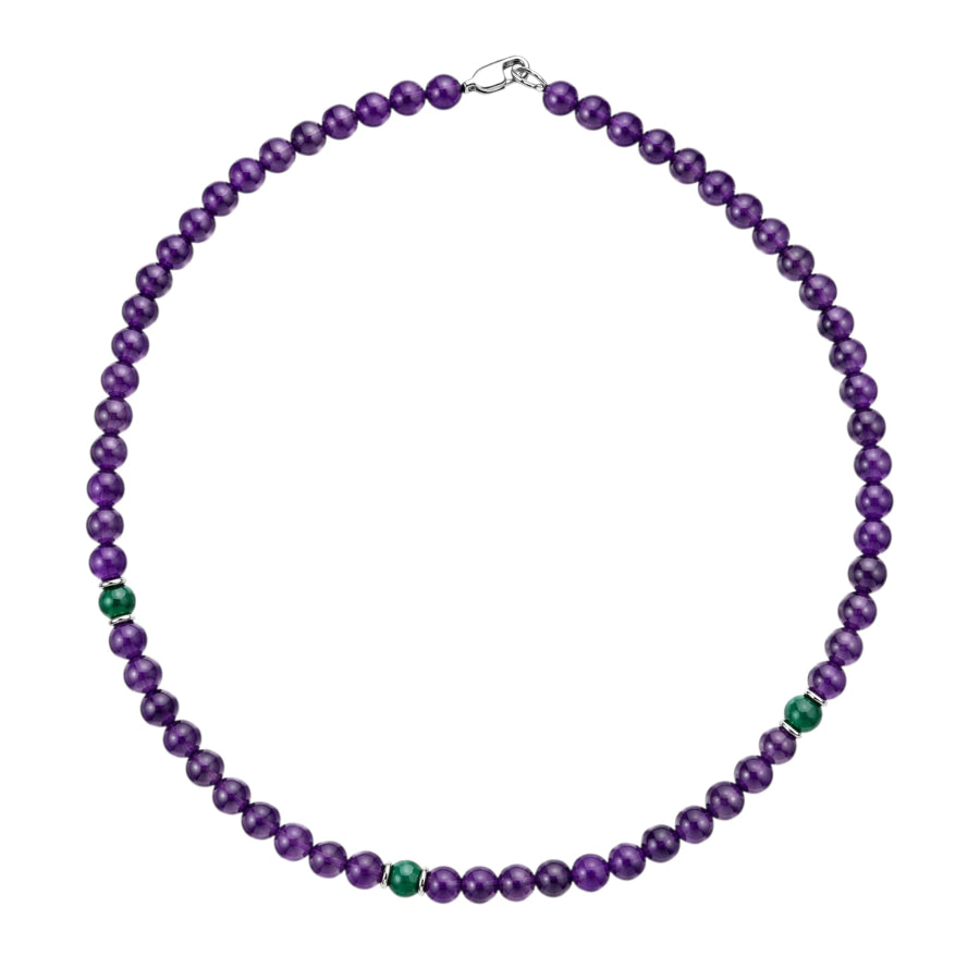 COLLAR CORTO ESFERAS DE AMATISTA Y ÁGATA VERDE