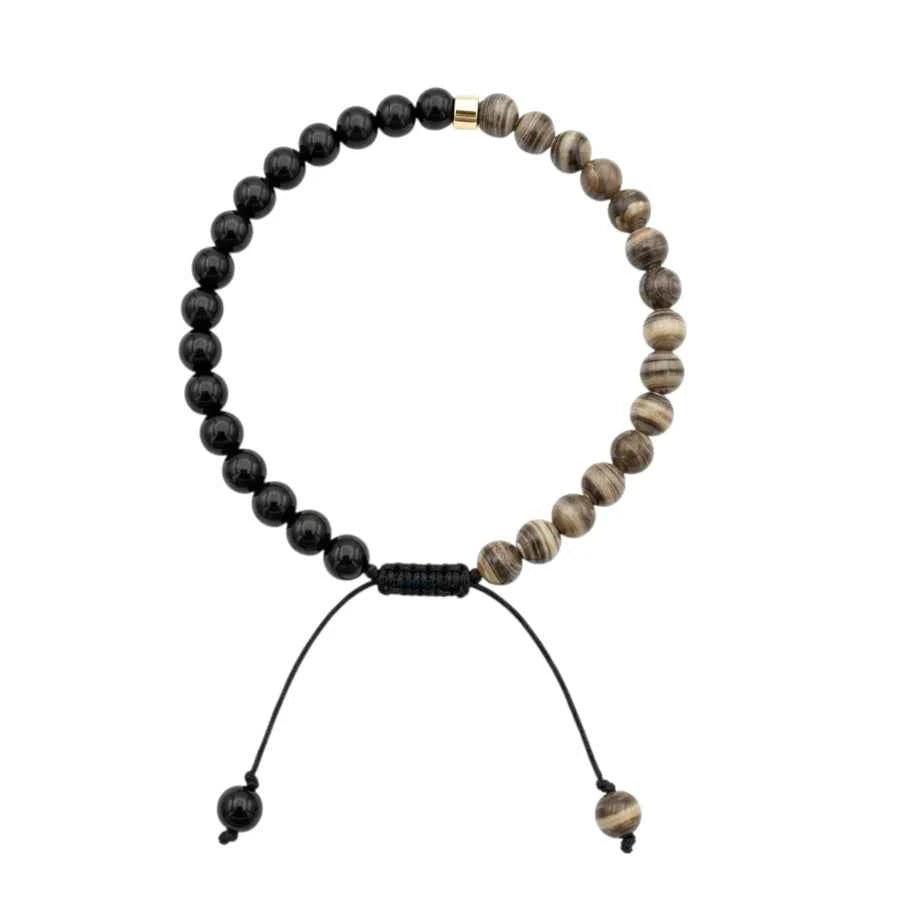 PULSERA UNISEX DE OBSIDIANA Y JASPE MIXTO