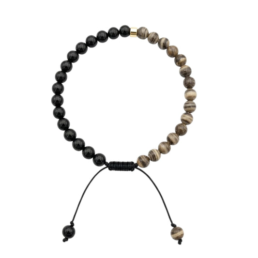 PULSERA UNISEX DE OBSIDIANA Y JASPE MIXTO