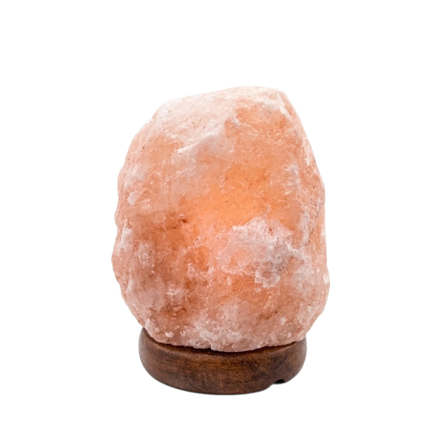 Lámpara de Sal del Himalaya con Base de Madera