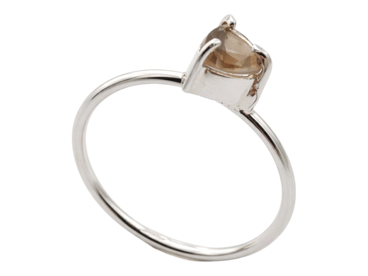 Anillo de Plata .925 Centro Cuarzo Ahumado - anillo con piedra