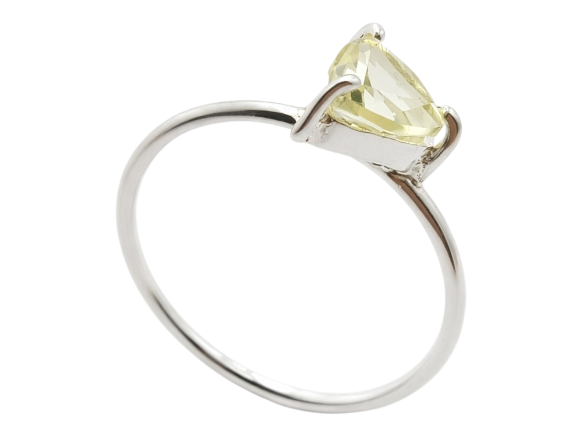 Anillo de Plata .925 Centro Cuarzo Limón - anillo con piedra