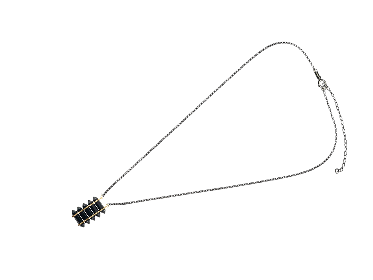 COLLAR DE PLATA .925 CENTRO PUNTAS CUARZO AHUMADO