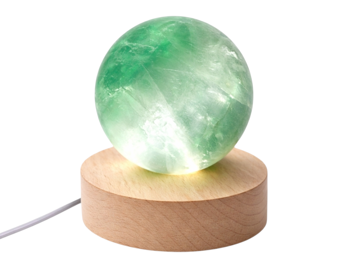Esfera de Fluorita Iluminada - vista lateral