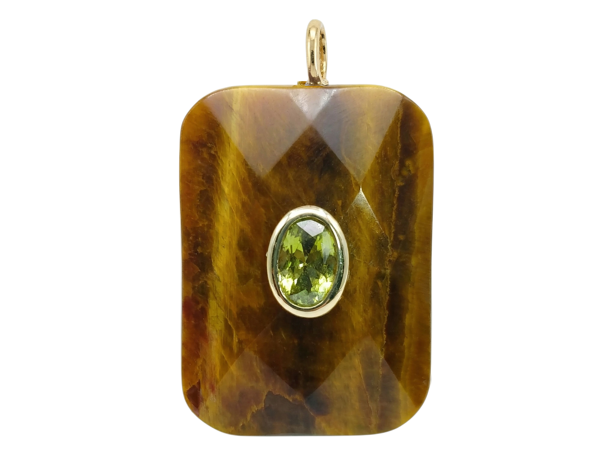 DIJE OJO DE TIGRE CON INCRUSTACION