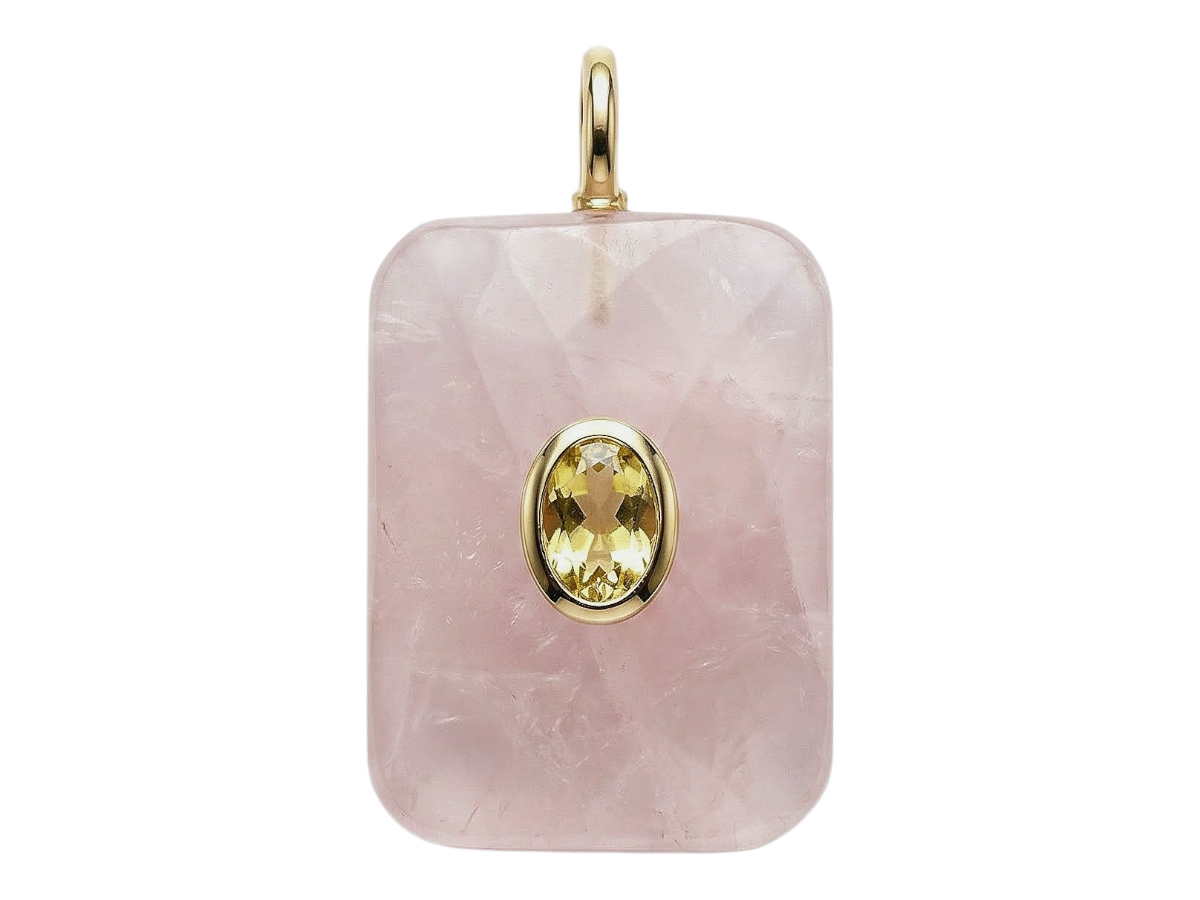 DIJE CUARZO ROSA CON INCRUSTACION