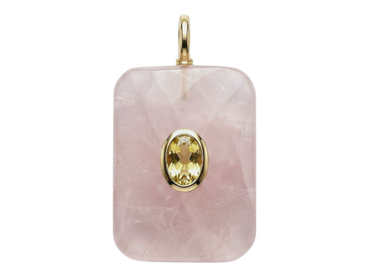 DIJE CUARZO ROSA CON INCRUSTACION