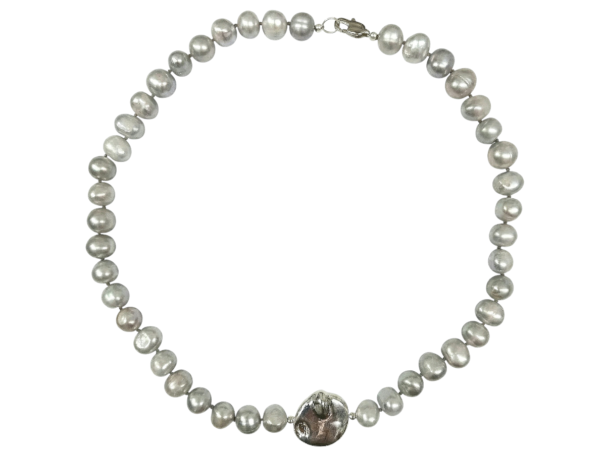 COLLAR DE PERLA GRIS