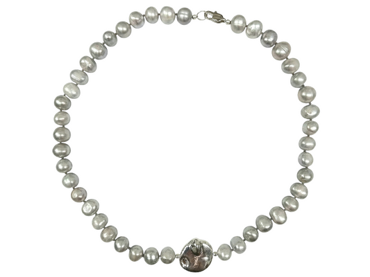 COLLAR DE PERLA GRIS