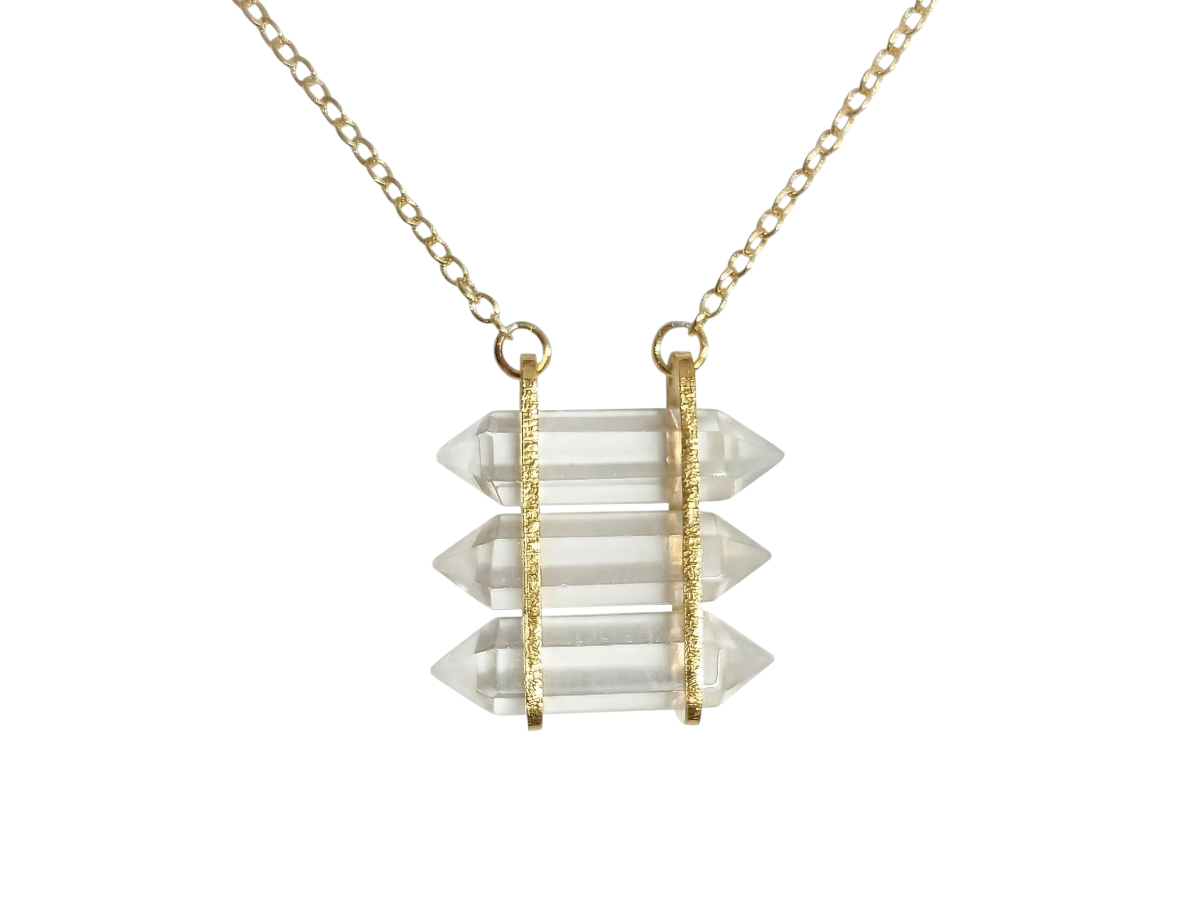 COLLAR DE PLATA .925 CENTRO PUNTAS CUARZO BLANCO