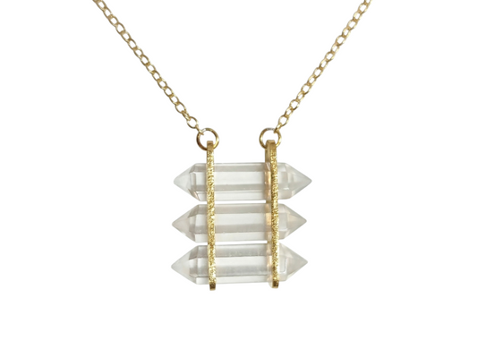 COLLAR DE PLATA .925 CENTRO PUNTAS CUARZO BLANCO