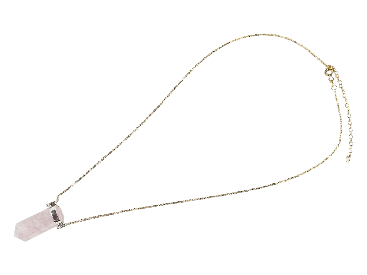 COLLAR DE PLATA .925 PUNTA CUARZO ROSA