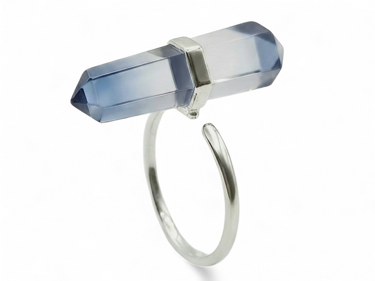 ANILLO DOBLE PUNTA CUARZO AURA