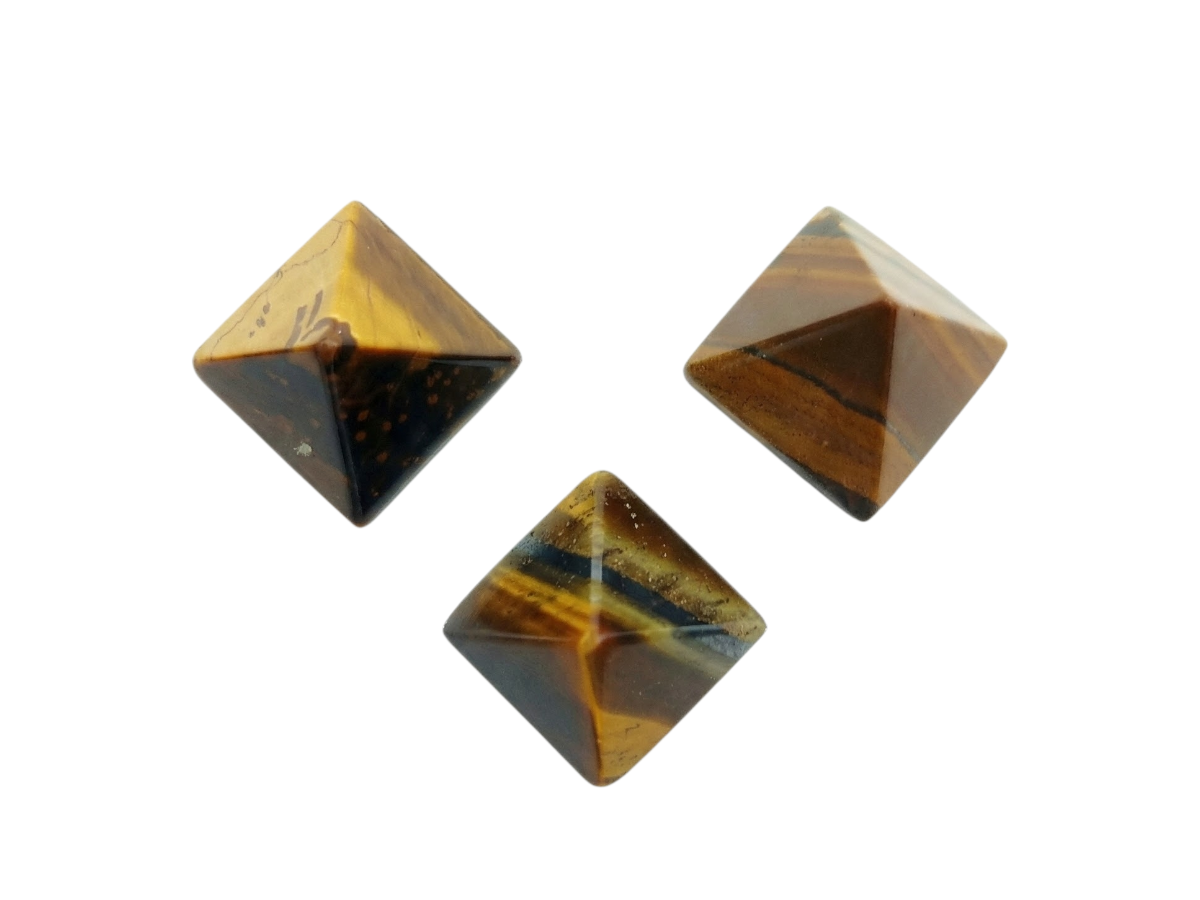 SET DE TRES PIRÁMIDES DE OJO DE TIGRE