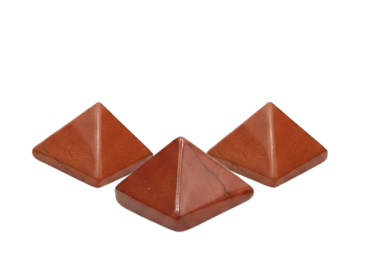 Set de Tres Pirámides de Jaspe Rojo - en forma de pirámide